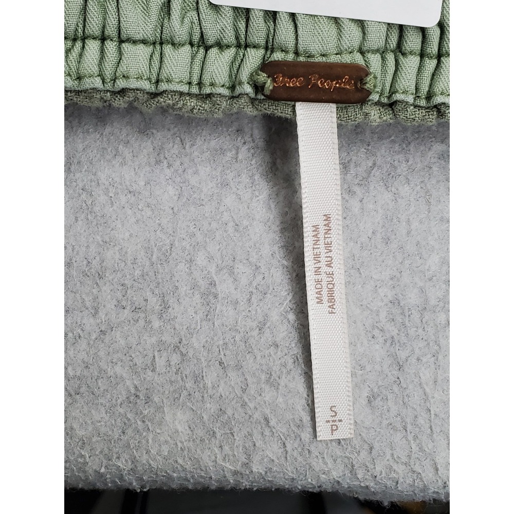 Free People Women Pants S Green Cotton Linen Big Hit Slouch Beach Coastal - Picture 3 of 12